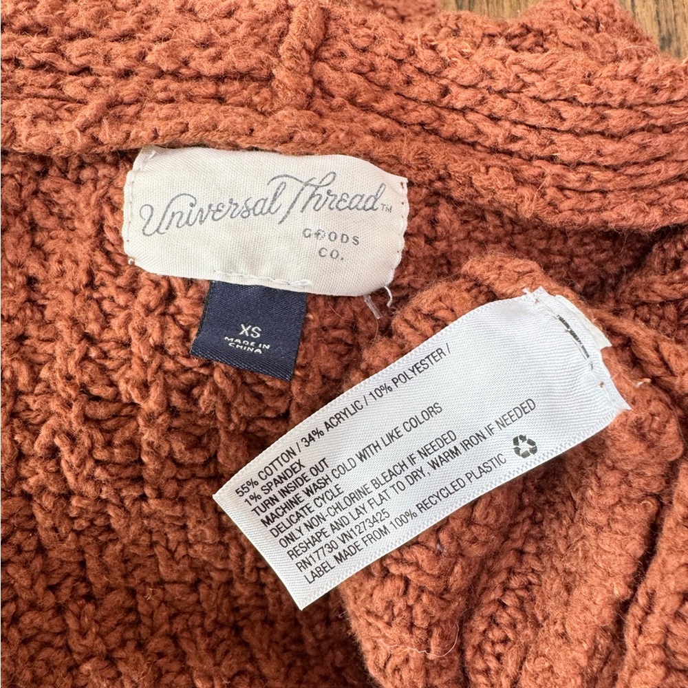 Universal Thread Boho Contrast Knit Warm Rust Bro… - image 6